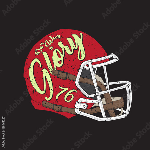 Vector hand drawn american football helmet illustration, t-shirt, poster design.