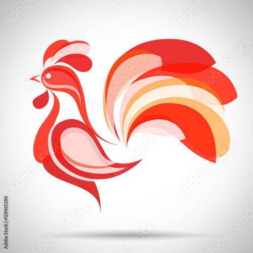 Rooster.Vector China New Year Greeting Card design.