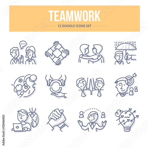 Teamwork Doodle Icons