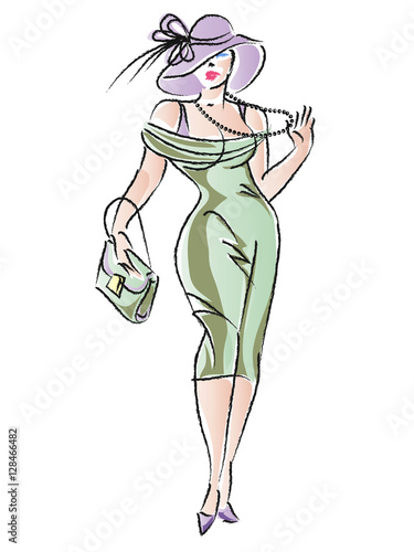 Plus size fashion woman vector illustration