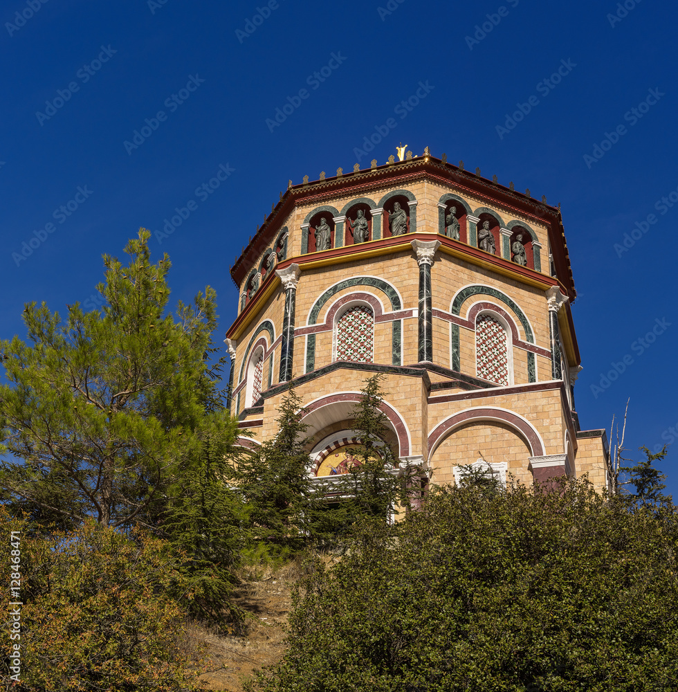 Famous orthodox monastery of Kykkos, Holy monastery of the Virgin of Kykkos in Cyprus. Travel sightseeing image