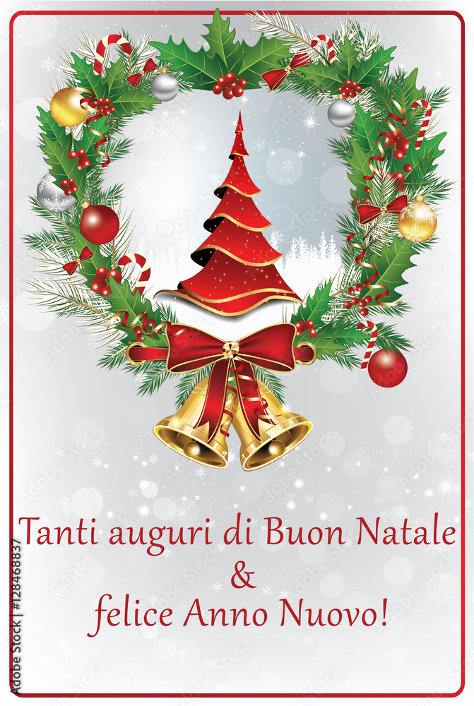 Biglietti Di Auguri Di Buon Natale & felice Anno Nuovo! Colori di stampa  Stock Illustration | Adobe Stock