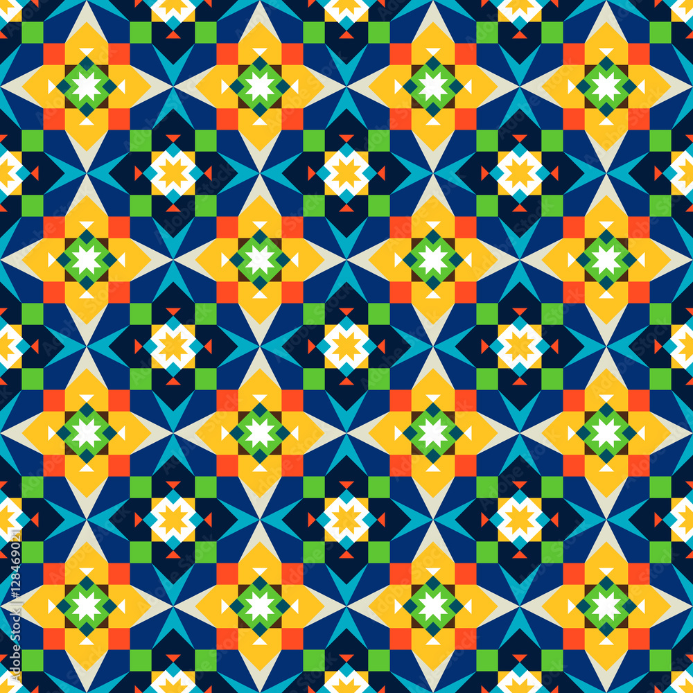 Geometric colorful mosaic pattern with blue and yellow. Vector illustration Geometric colorful mosaic pattern with blue and yellow. Vector illustration