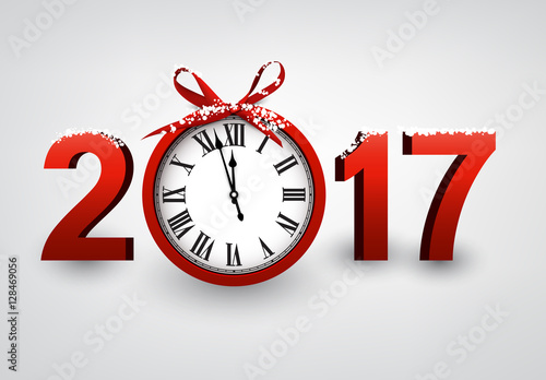 2017 New Year background with clock.