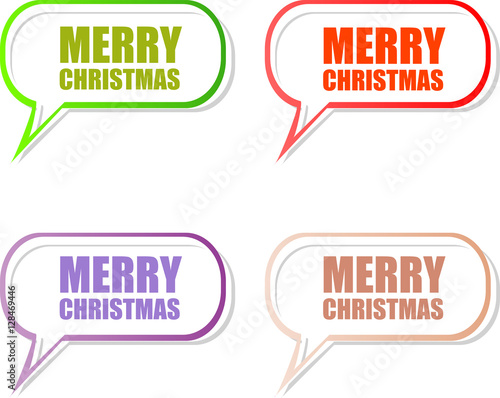 Merry Christmas stickers set isolated on white