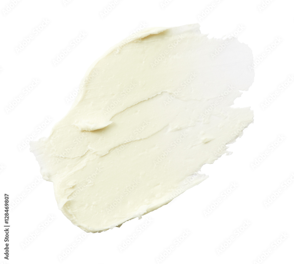 Cosmetic scrub cream in abstract shape on background