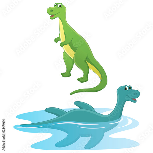 Vector Illustration Of Cartoon Dinosaurs