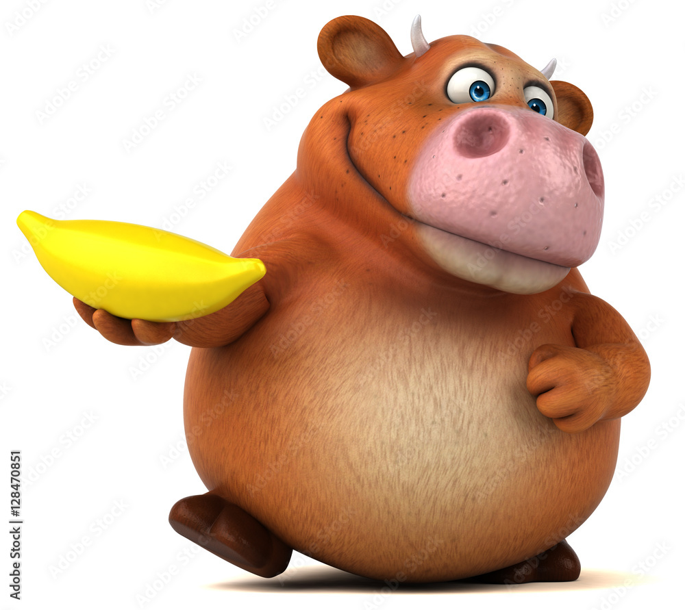 Naklejka premium Fun cow - 3D Illustration