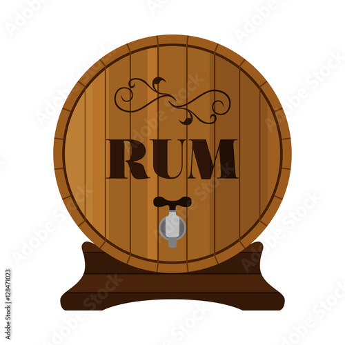 Rum barrel. Design for hipster bars, restaurants, pubs. Alcohol 