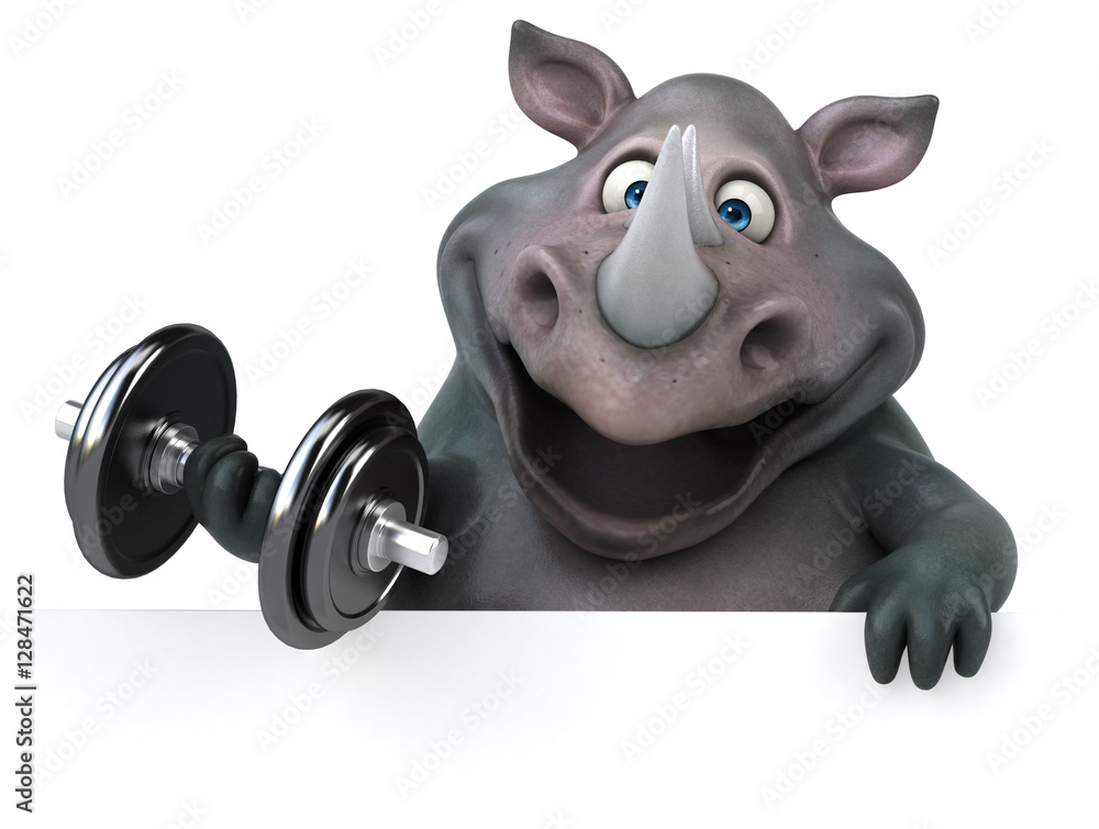 Naklejka premium Fun rhino - 3D Illustration