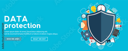 Data protection and safe work. Flat design.