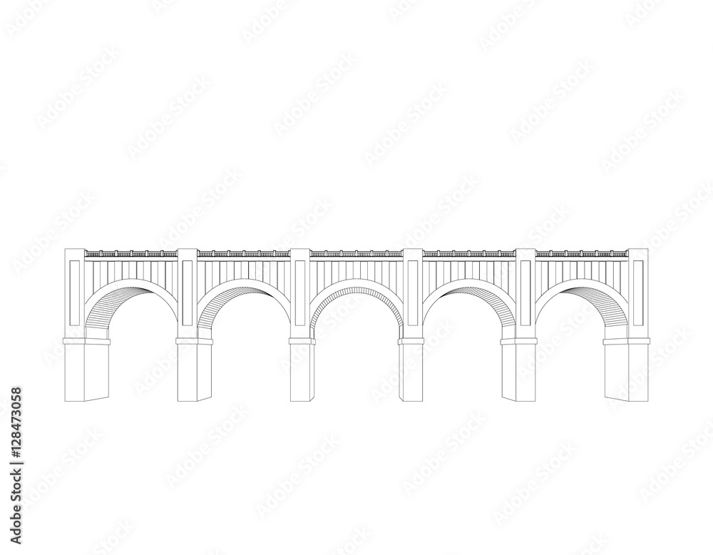 Bridge. Isolated on white background. Vector outline illustratio Bridge. Isolated on white background. Vector outline illustratio