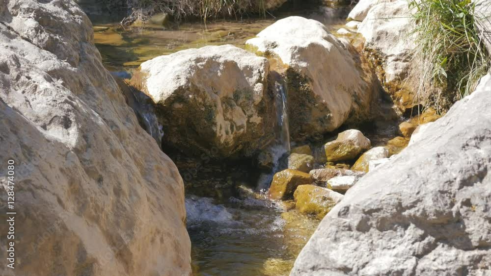 Mountain stream flowing through stones Mountain stream flowing through stones