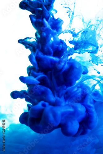 blue paint in water