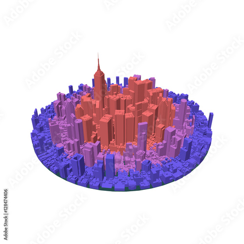 3d city circle. 3d Vector colorful illustration.
