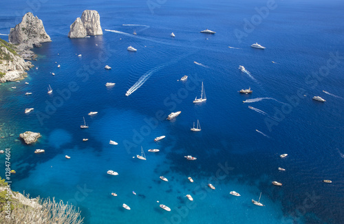 View on Faraglioni rocks from Capri island, Italy