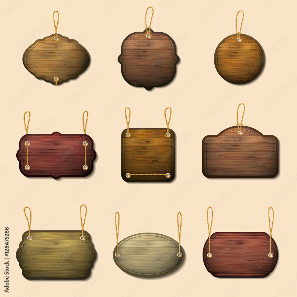 Old wooden label templates or vector banners Stock Vector | Adobe Stock