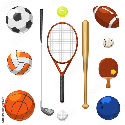 Vector sport equipment icons. Sports exercises items
