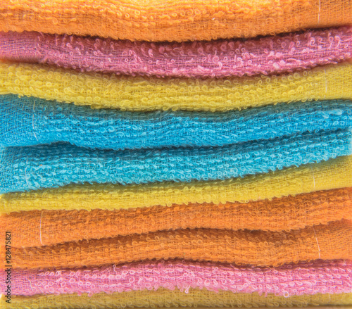 Closeup Colorful Beautiful towels for background .