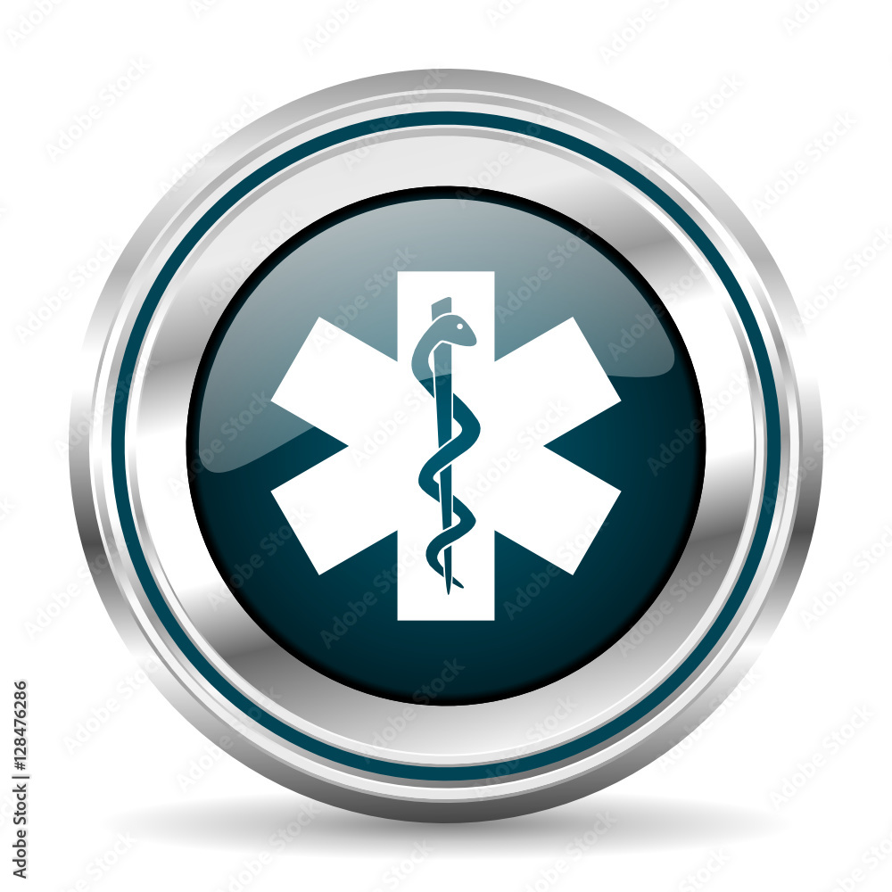 Hospital vector icon. Chrome border round web button. Silver metallic pushbutton. Hospital vector icon. Chrome border round web button. Silver metallic pushbutton.