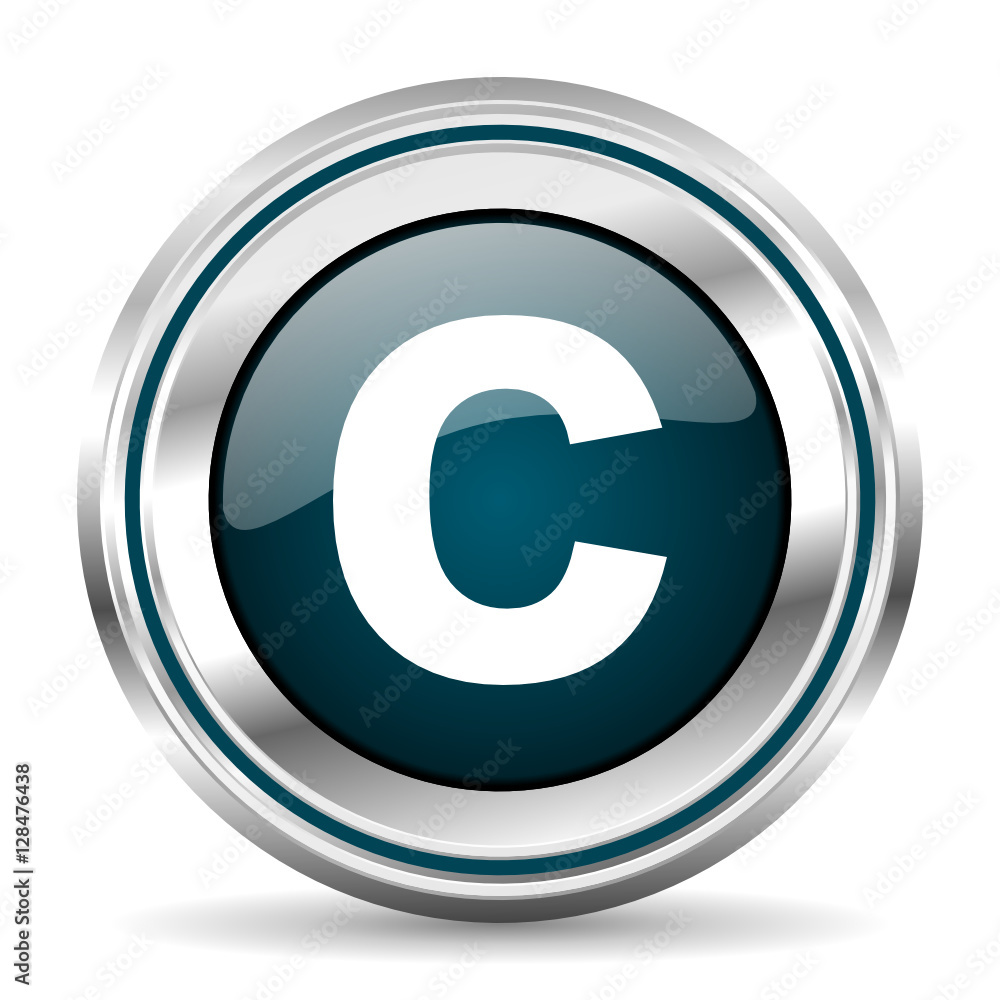 Copyright vector icon. Chrome border round web button. Silver metallic pushbutton. Copyright vector icon. Chrome border round web button. Silver metallic pushbutton.