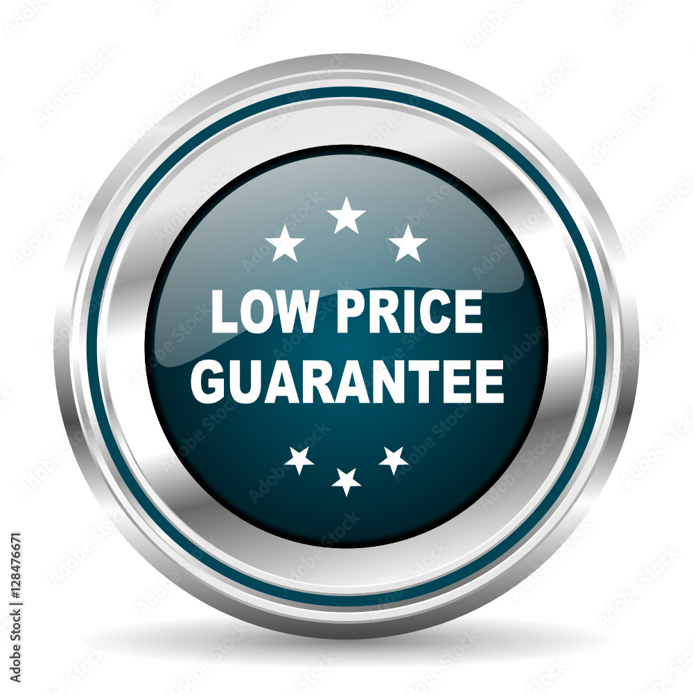 Low price guarantee vector icon. Chrome border round web button. Silver metallic pushbutton. Low price guarantee vector icon. Chrome border round web button. Silver metallic pushbutton.