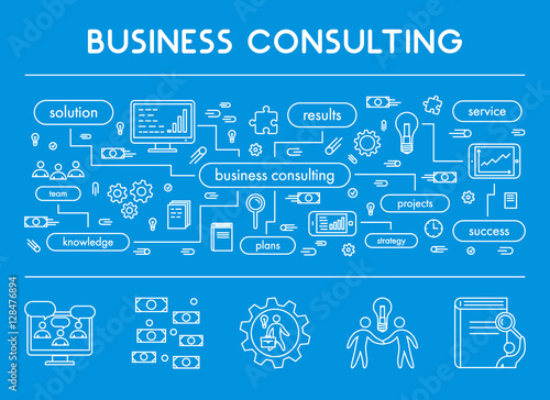 Line concept web banner business consulting