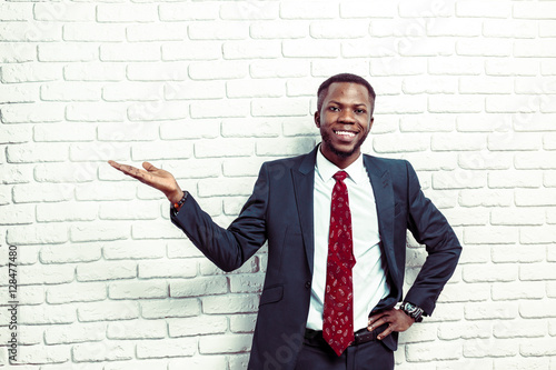 portrait of happy, smiling black business man