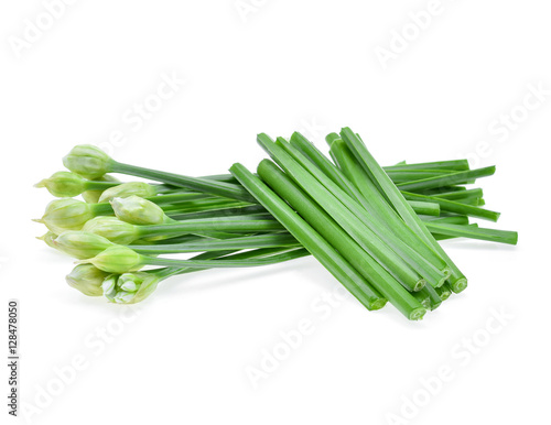 Chinese chives isolated on white background