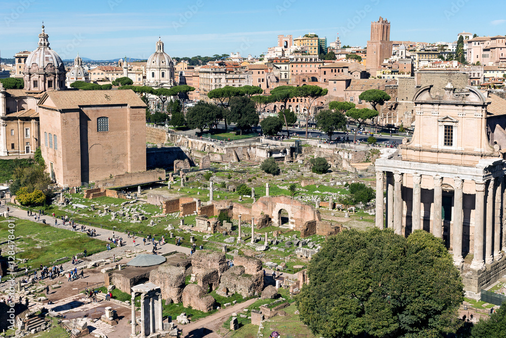 Roman forum ancient ruins in rome, Italy
