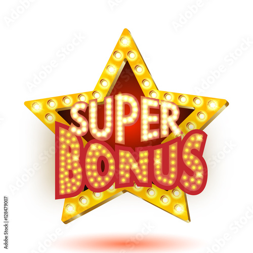 Vector illustration of banner super bonus star with lights