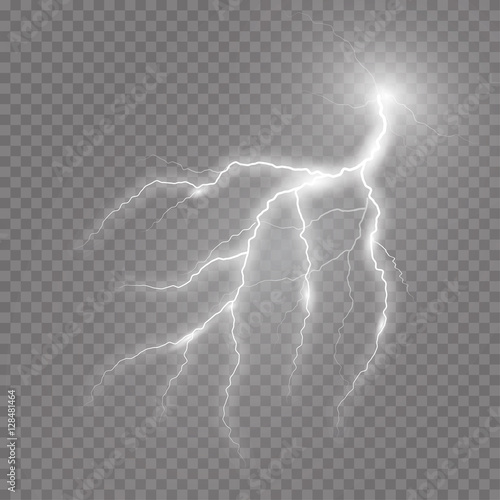 Fototapeta Realistic vector lightning  on checkered background