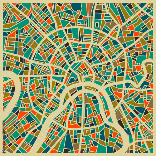 Canvas Print Moscow colourful city planMoscow vector map