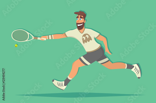 Cartoon tennis player. comic flat design © igoror
