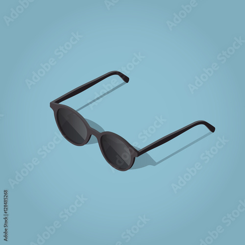 Isometric vector sun glasses illustration with shadow.