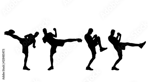 Vector silhouette of man who boxes.