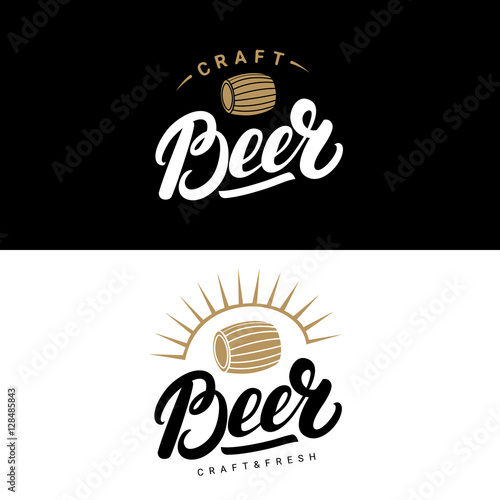 Set of beer hand written lettering logos, labels, badges for beerhouse, brewing company, pub, bar.