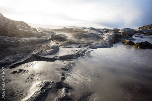 Mud puddle. Sellfoss and Dettifoss waterfalls area, Iceland.