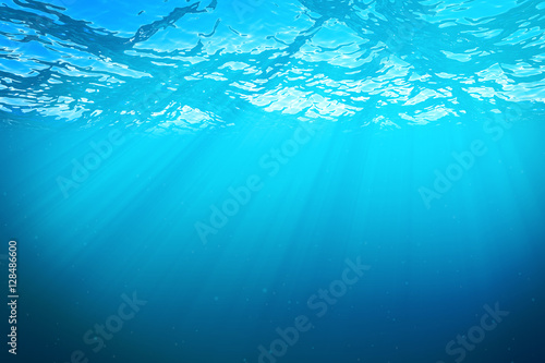 3d rendering underwater sea  ocean surface with light rays  high resolution