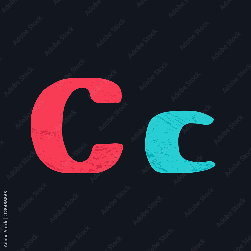 C letter logo hand drawn with bold brush. C letter logo hand drawn with bold brush.