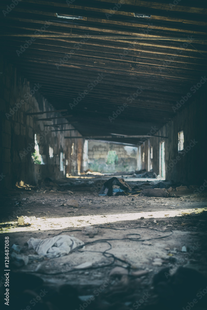 Interior of old abandoned building.