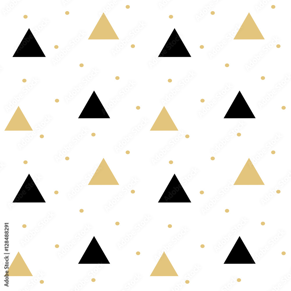 Plakat złota czarna skandynawska bezszwowa wektoru wzoru tła ilustracja z trójbokiem