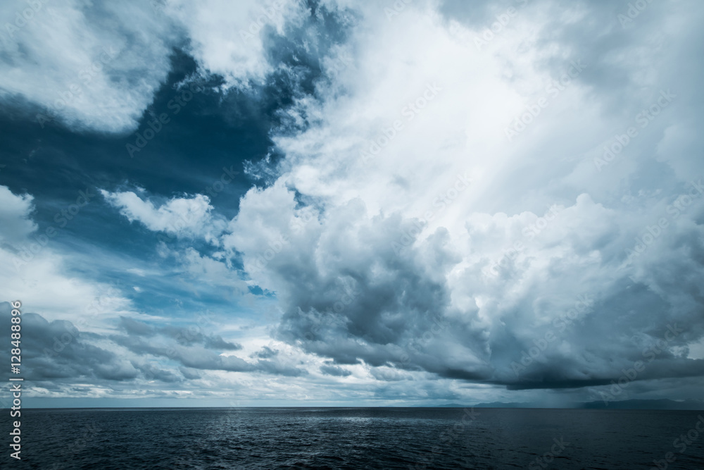 Dark clouds in open ocean