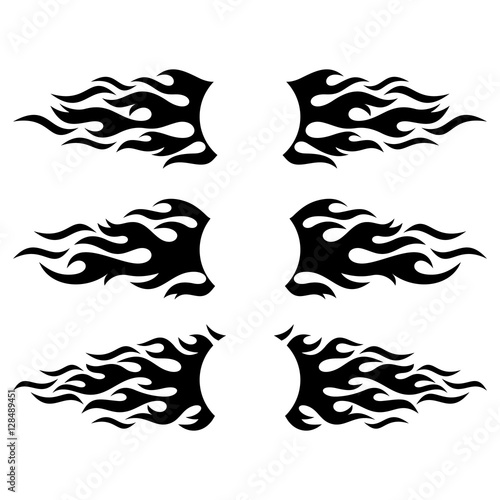 Black vector flame design elements