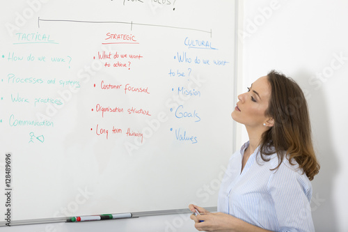 Business woman using a wipe board in an office meeting room © Studio-FI