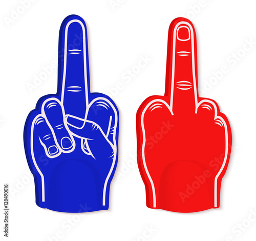 Set of foam hand. Middle finger gesture. Vector illustration