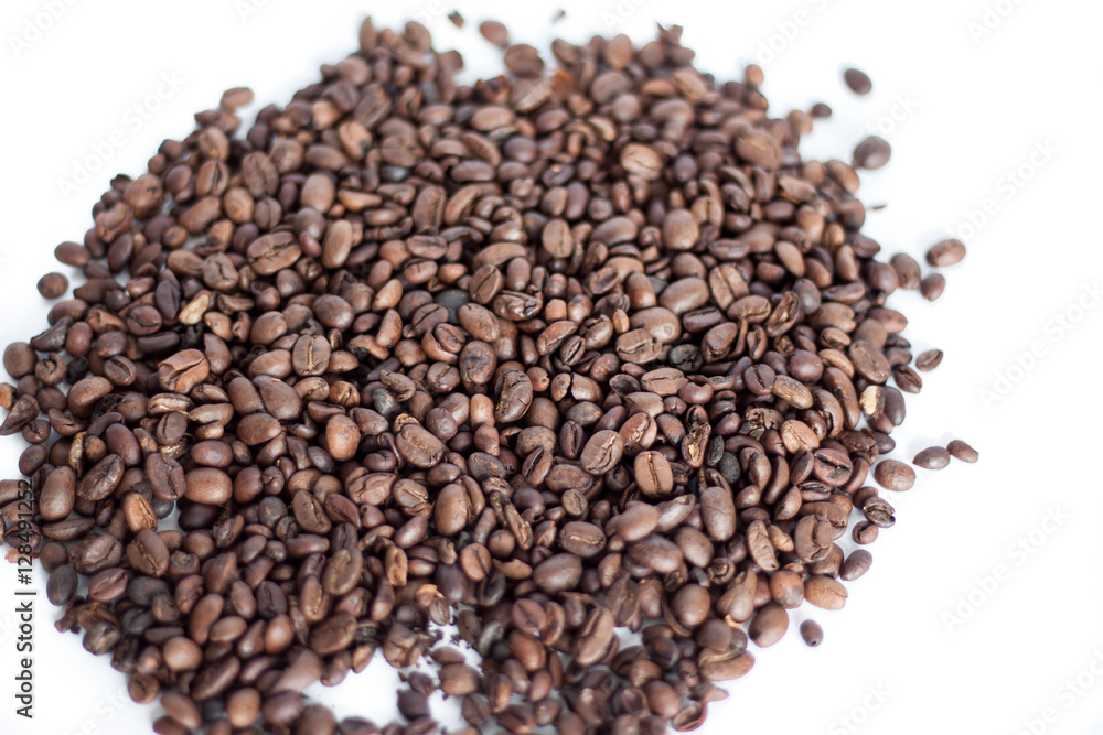 Coffee beans on white background