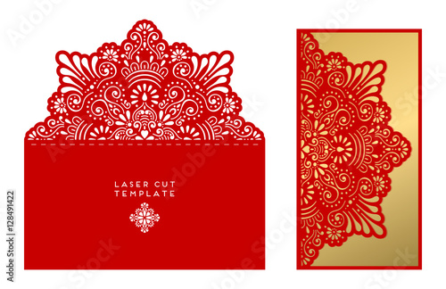 Vector wedding card laser cut template