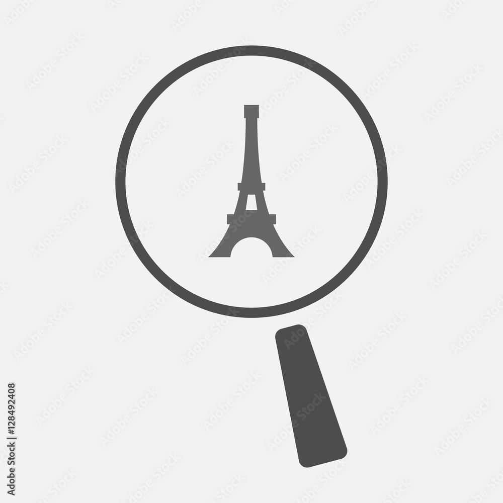 Isolated magnifier with the Eiffel tower Isolated magnifier with the Eiffel tower