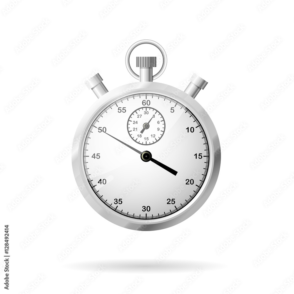 Metallic stopwatch, close-up front view Metallic stopwatch, close-up front view